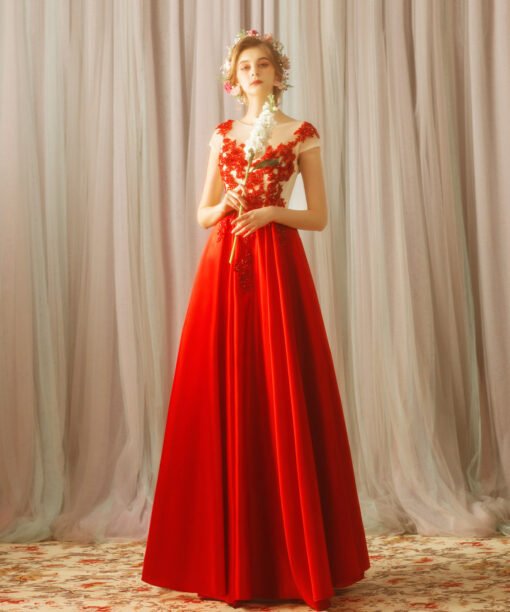 red lace prom dress 769-03