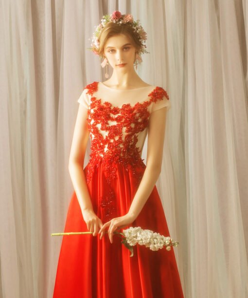 red lace prom dress 769-04