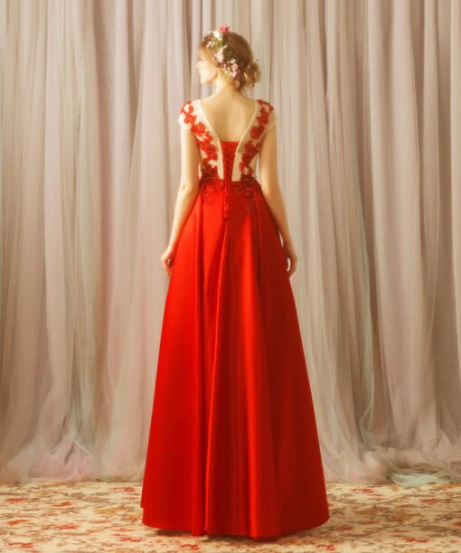 red lace prom dress 769-06