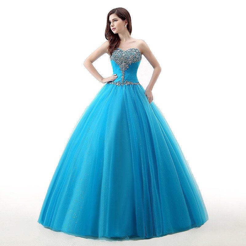 Strapless Ball Gown Prom Dress Red Light Blue Purple