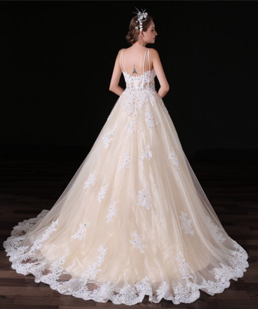 Spaghetti Strap wedding dress-0853-01