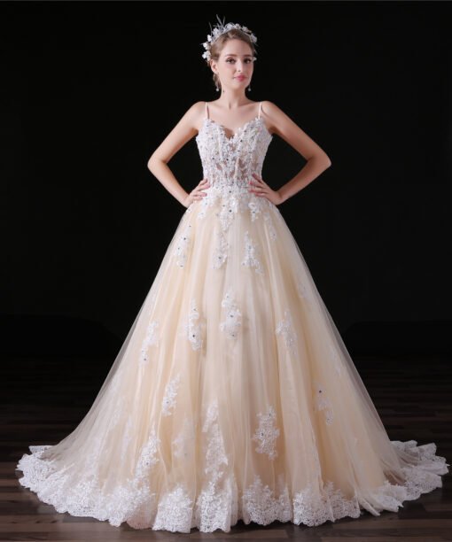 Spaghetti Strap wedding dress-0853-02