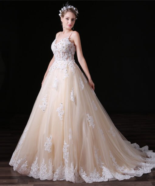 Spaghetti Strap wedding dress-0853-04