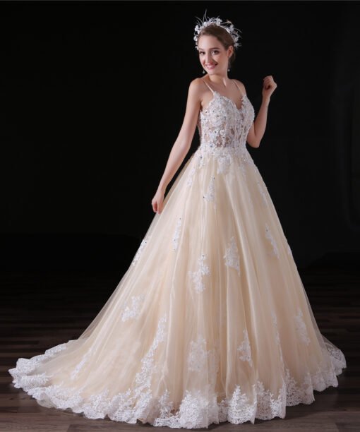 Spaghetti Strap wedding dress-0853-05