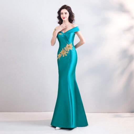 Turquoise Formal Dress Mermaid Sexy Evening Dress - Image 3