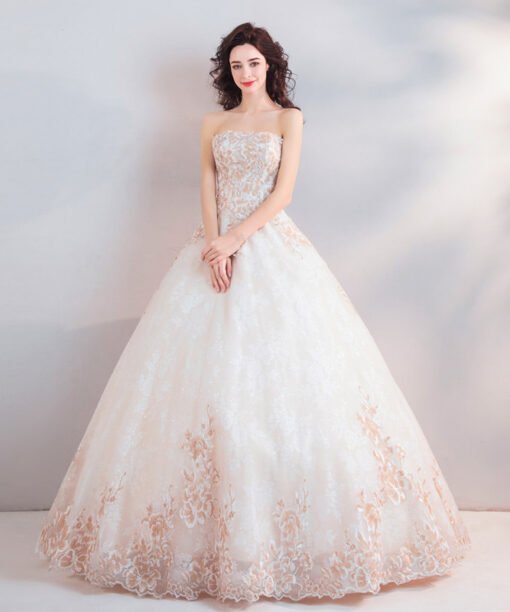 ball gown wedding dress strapless 0801-04