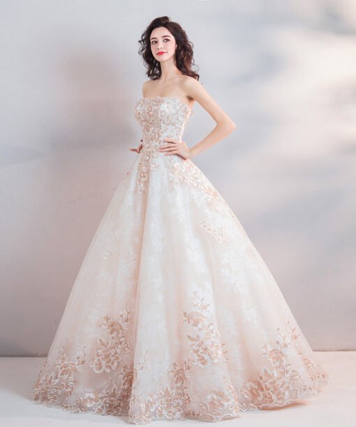 ball gown wedding dress strapless 0801-07