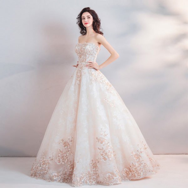 ball gown wedding dress strapless 0801-07
