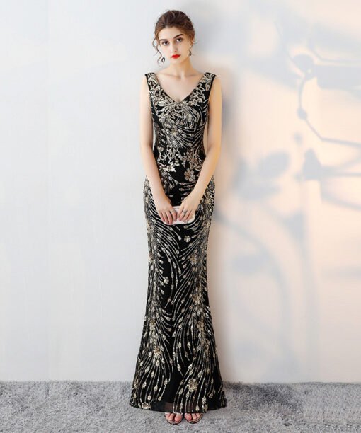 black evening dress long-0857-01