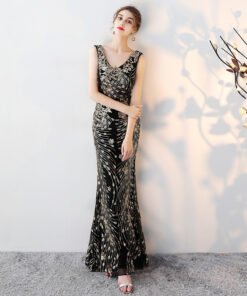 black evening dress long-0857-02