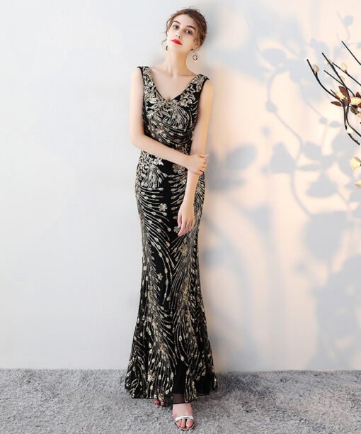 black evening dress long-0857-02