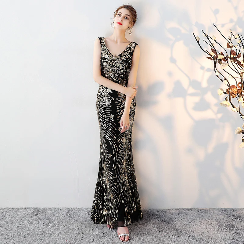 black evening dress long-0857-02
