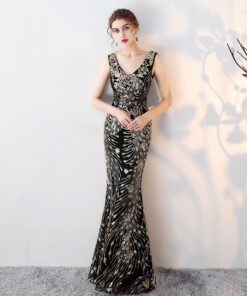 black evening dress long-0857-03