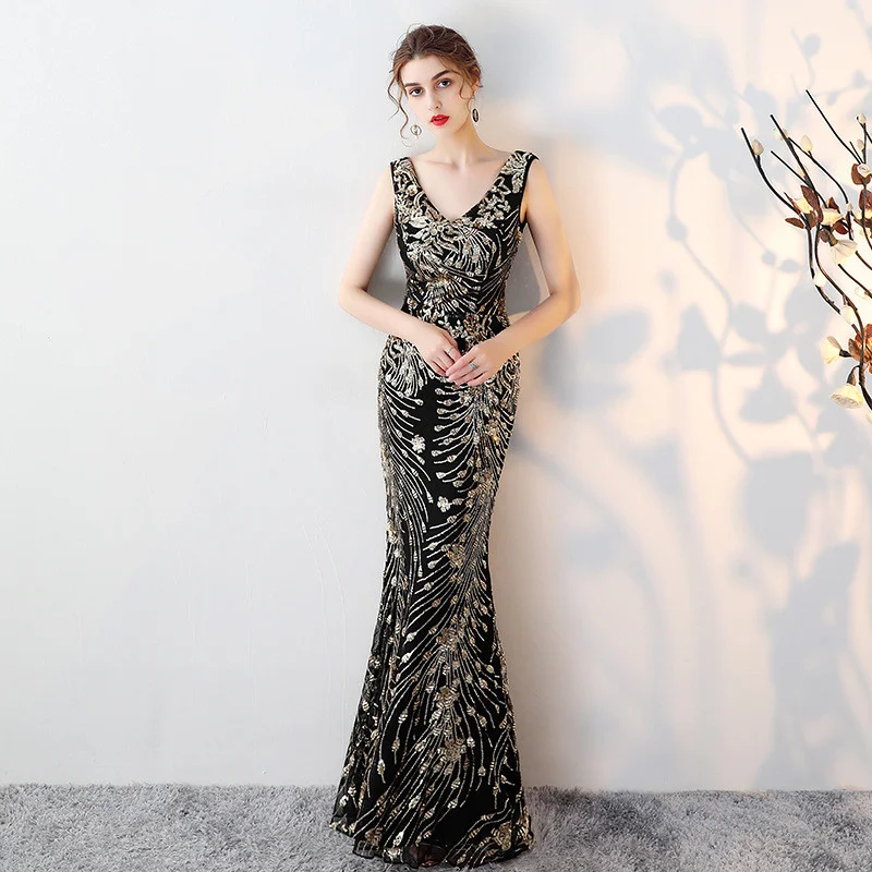 black evening dress long-0857-03