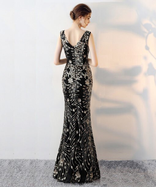 black evening dress long-0857-04