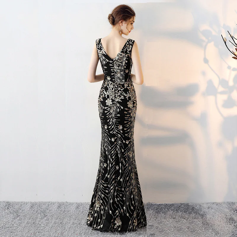 black evening dress long-0857-04