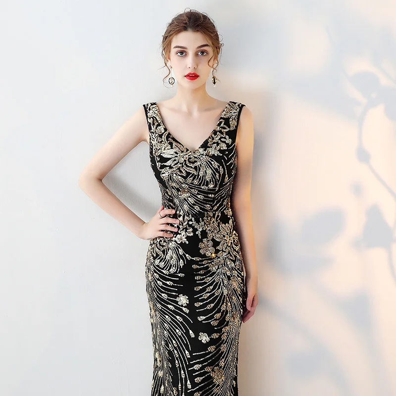black evening dress long-0857-05
