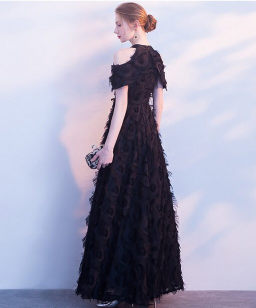 black long evening dress 0813-02