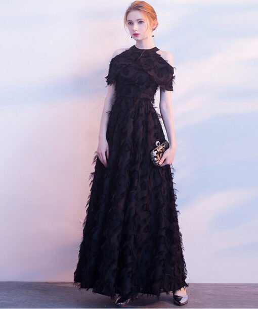 black long evening dress 0813-01
