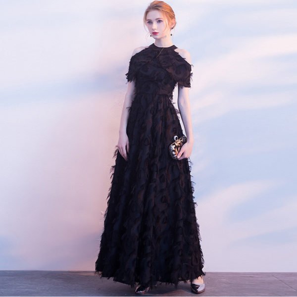 black long evening dress 0813-01