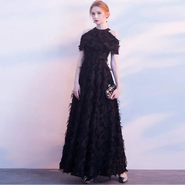 black long evening dress 0813-01
