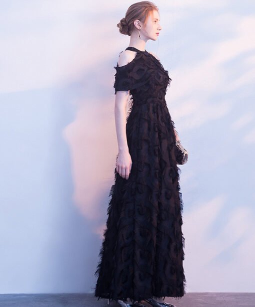 black long evening dress 0813-01