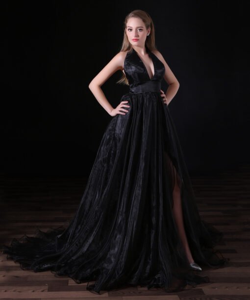 black prom dress with train-0842-04