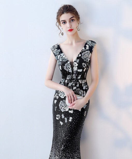 black sexy formal dress-0862-05
