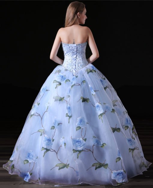 Blue Ball Gown Prom Dress Sweetheart Princess Girls Gowns
