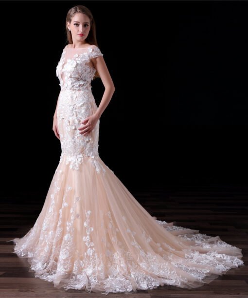 champagne mermaid wedding dress-0841-06