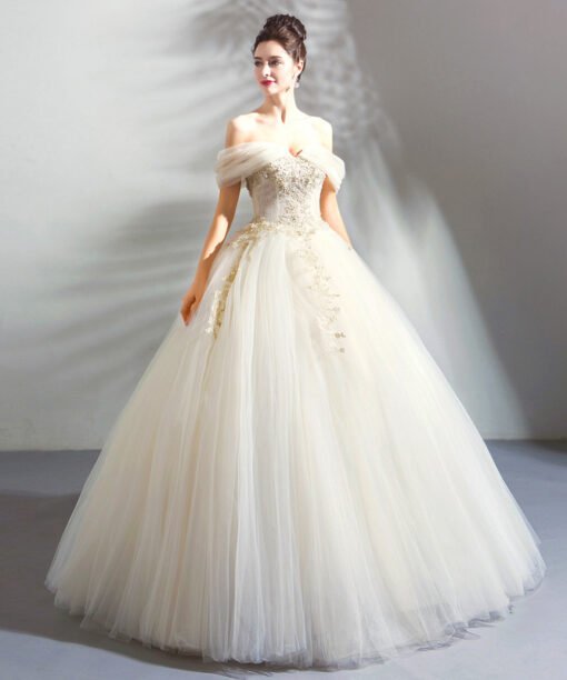 gold and white wedding dress 0804-02