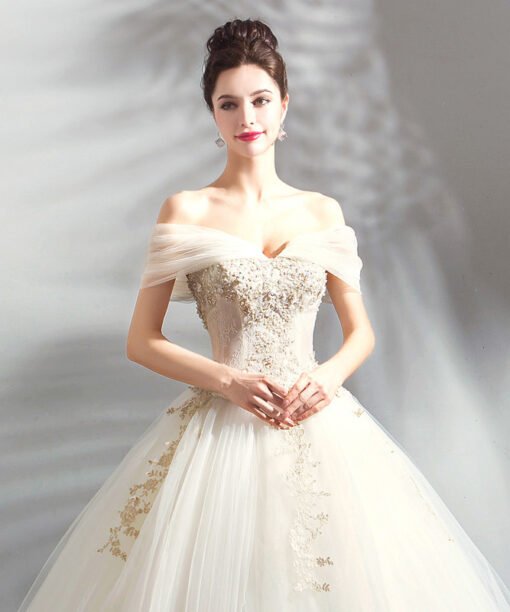 gold and white wedding dress 0804-03