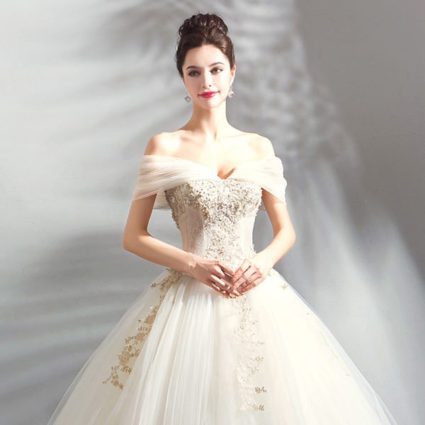 gold and white wedding dress 0804-03