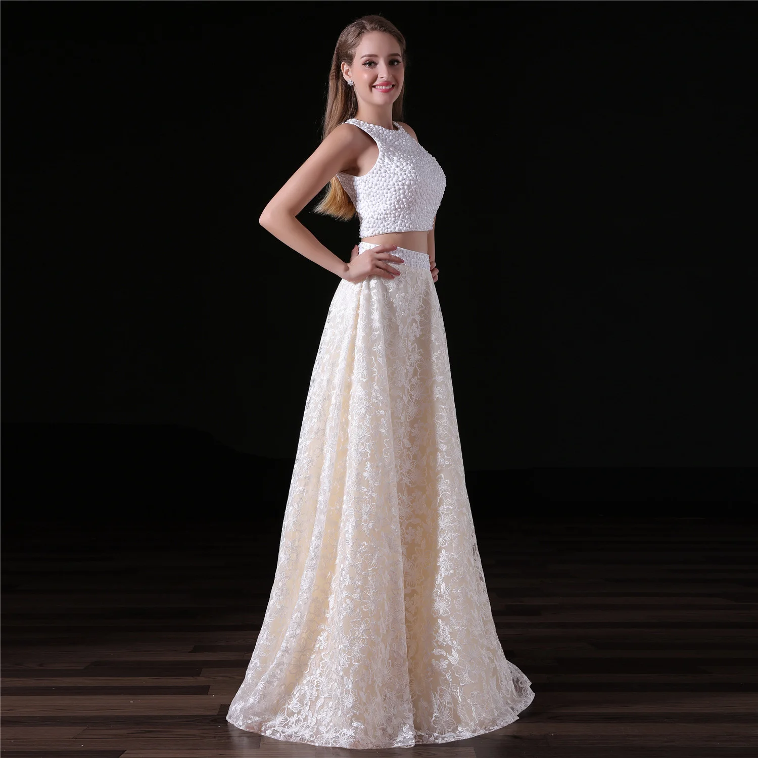 lace two piece prom dress-0836-05