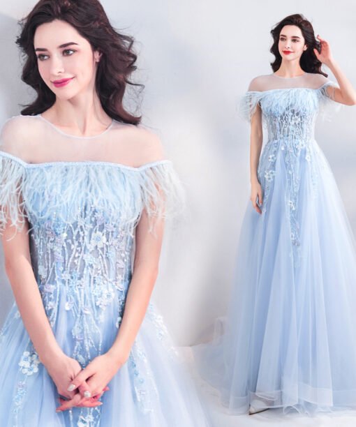 light blue formal dress 0807-07