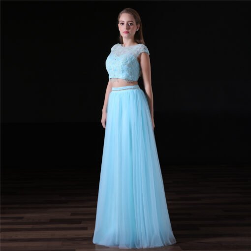 light blue two piece prom dress-0822-01