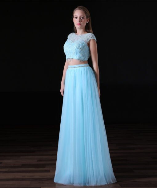 light blue two piece prom dress-0822-01