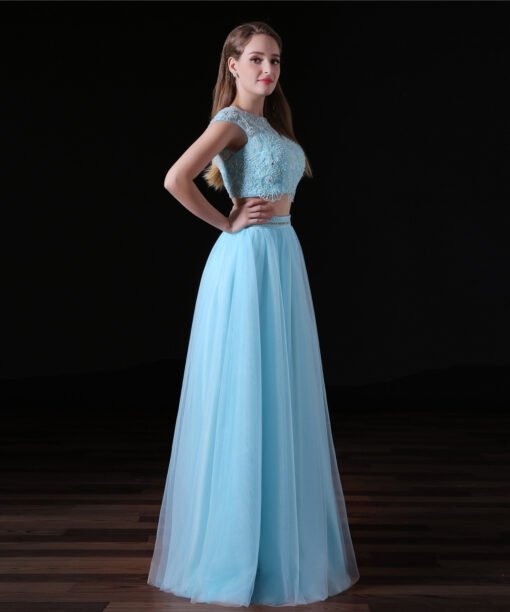 light blue two piece prom dress-0822-02