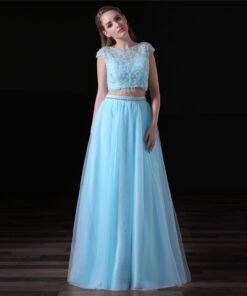 light blue two piece prom dress-0822-04