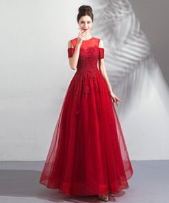 long red evening dress 0805-05