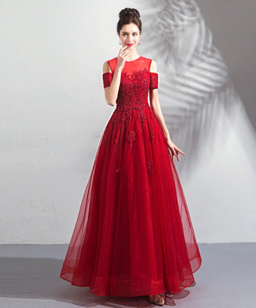 long red evening dress 0805-05