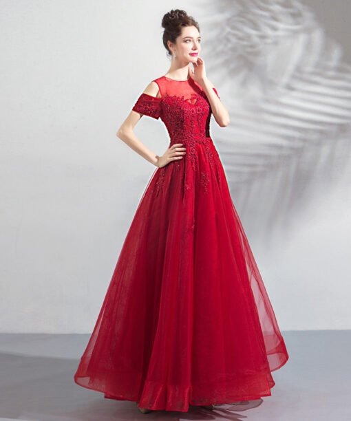 long red evening dress 0805-07