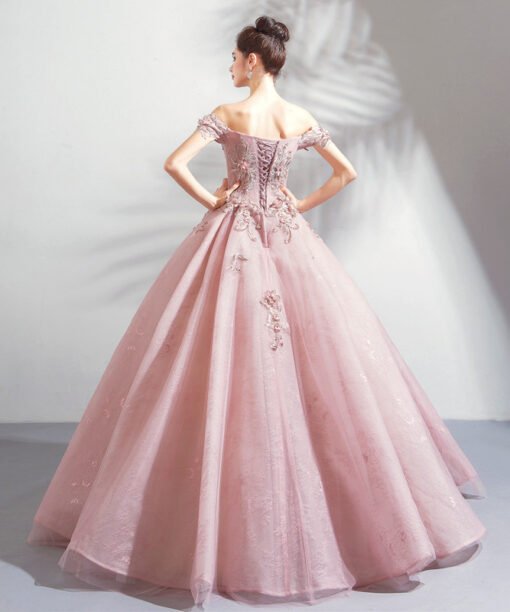 pink ball gown prom dress-0820-02