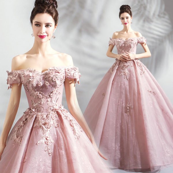 pink ball gown prom dress-0820-04