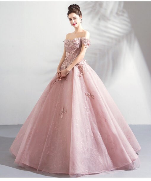 pink ball gown prom dress-0820-06