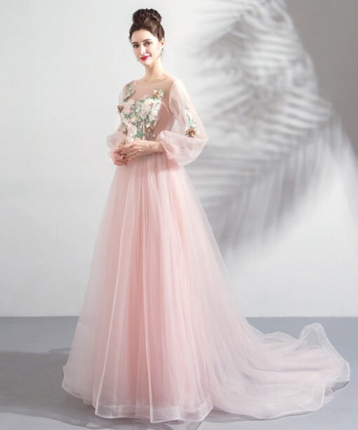 pink prom dress long-0819-03
