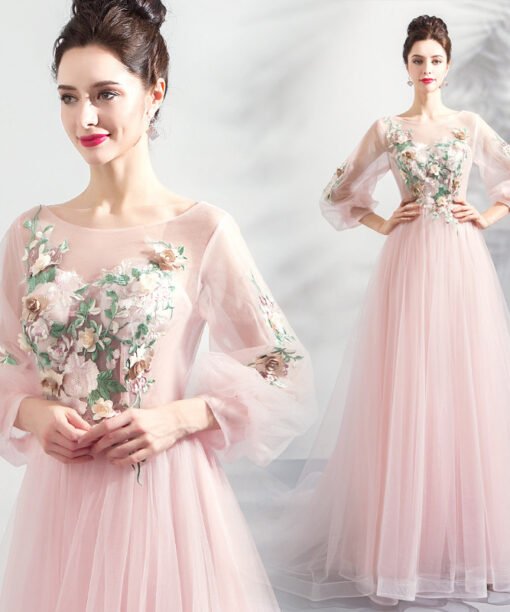 pink prom dress long-0819-04