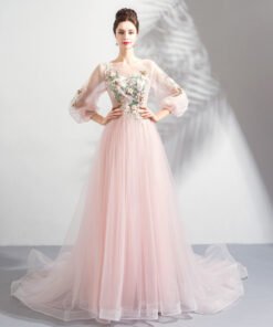 pink prom dress long-0819-05