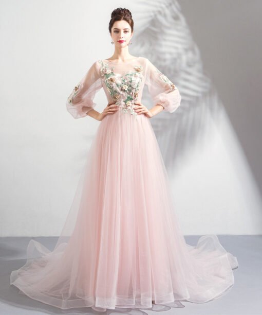 pink prom dress long-0819-05