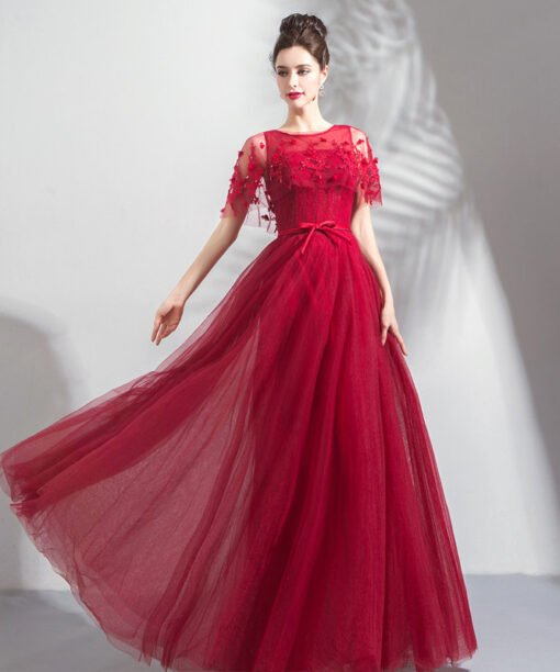 red formal dress long 0800-04